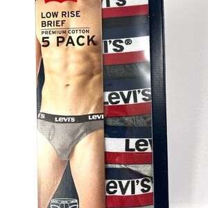 Levi's Low Rise Brief 5 Pack - Black, Gray, Red, Blue Briefs Men’s Size XL